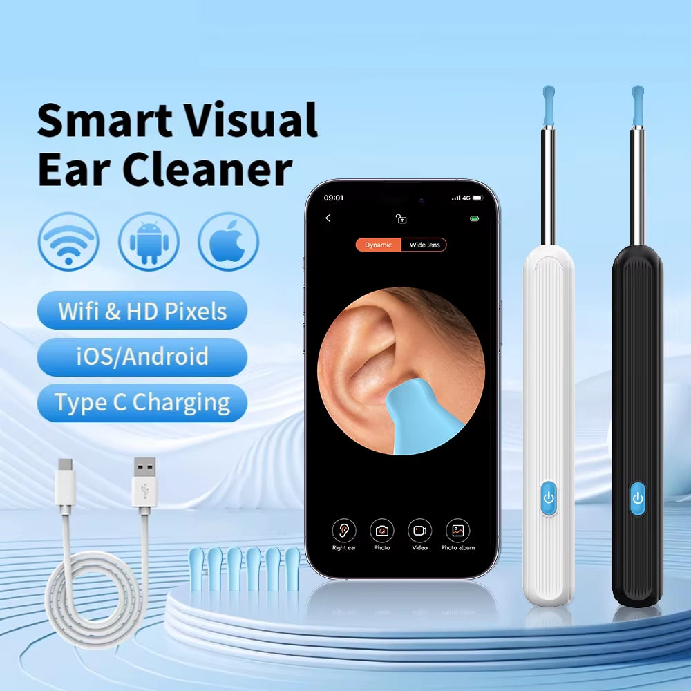 Ear Cleaner High Precision Ear Wax Removal Tool with Camera with LED Light Wireless Cleaner Smart Ear Cleaning Kit Health Care